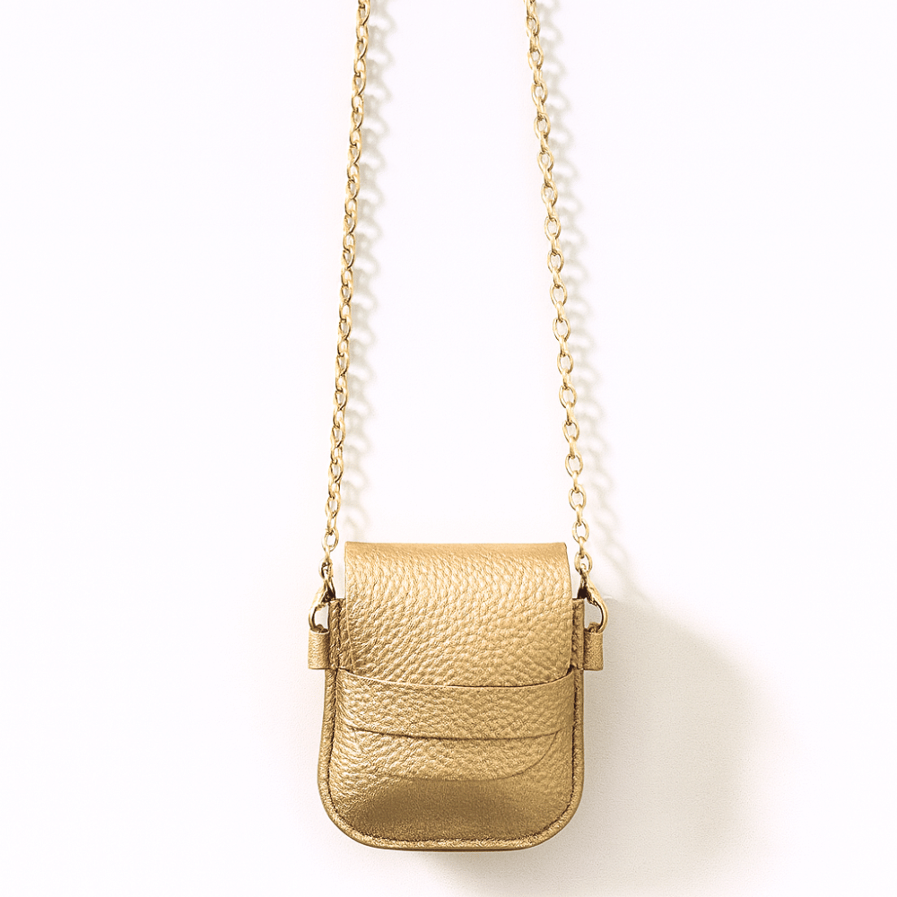 Gold Cross Over Charm Bag with Chain