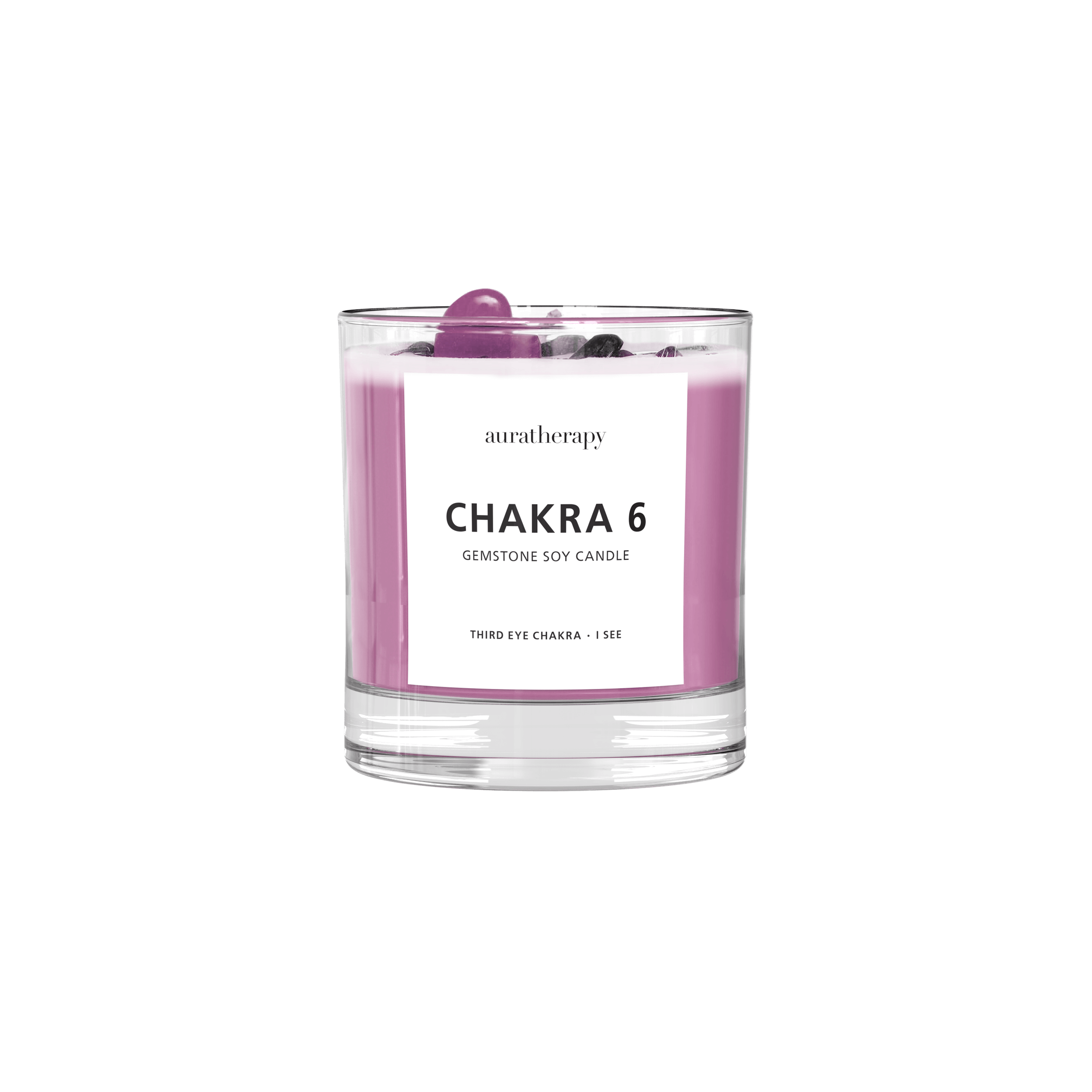 Chakra 6 Amethyst & Tourmaline Gemstone Candle