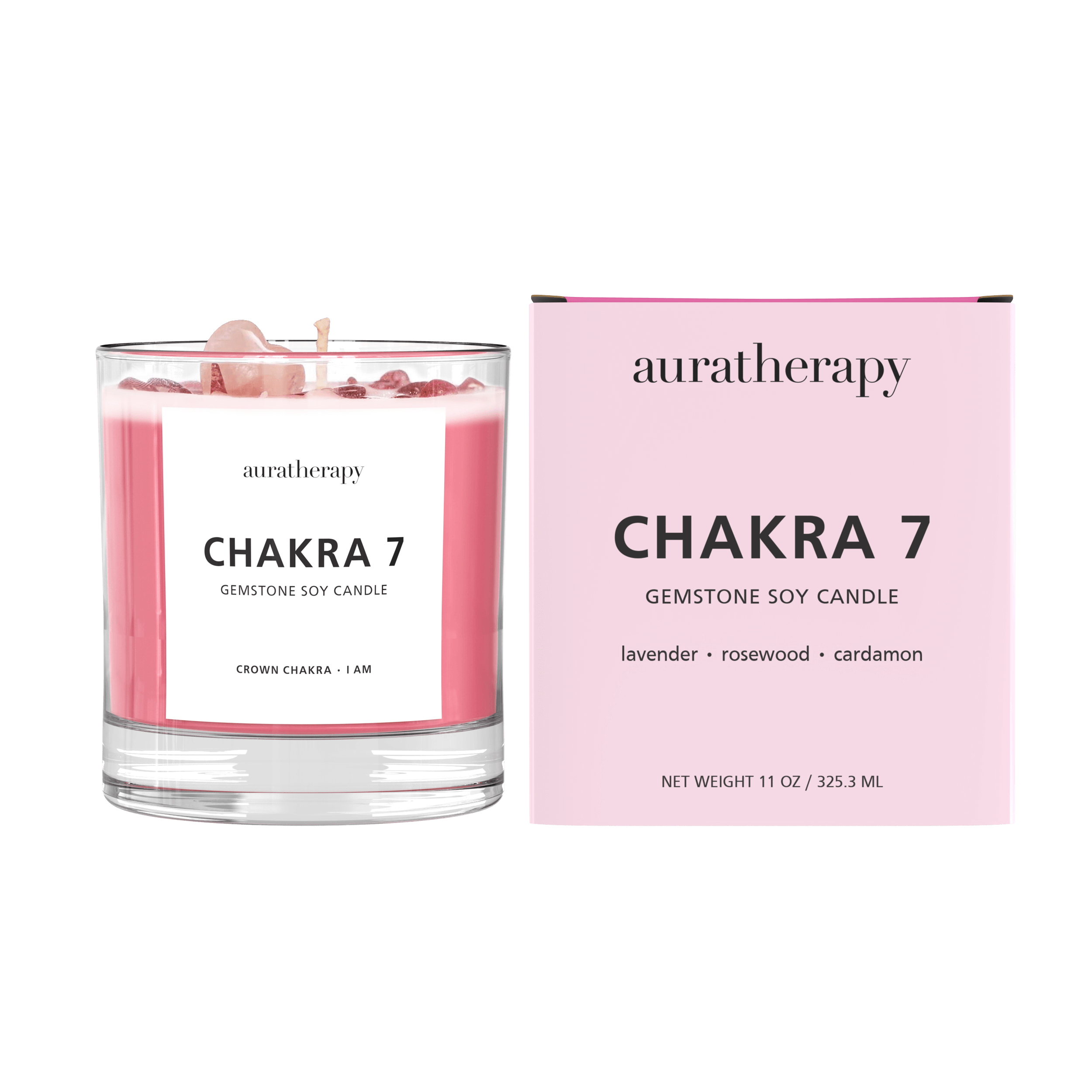 Chakra 7 Strawberry Quartz Gemstone Candle