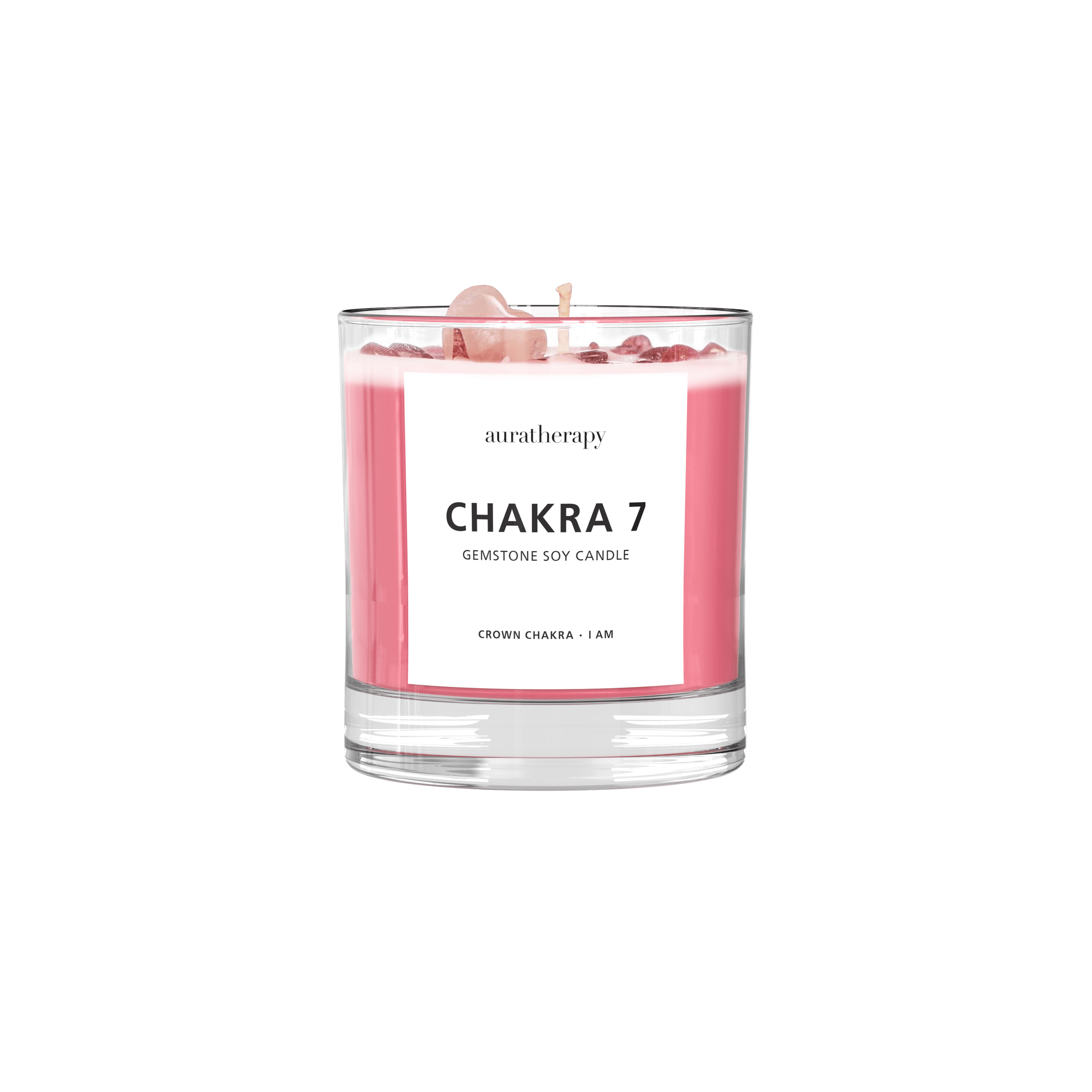 Chakra 7 Strawberry Quartz Gemstone Candle