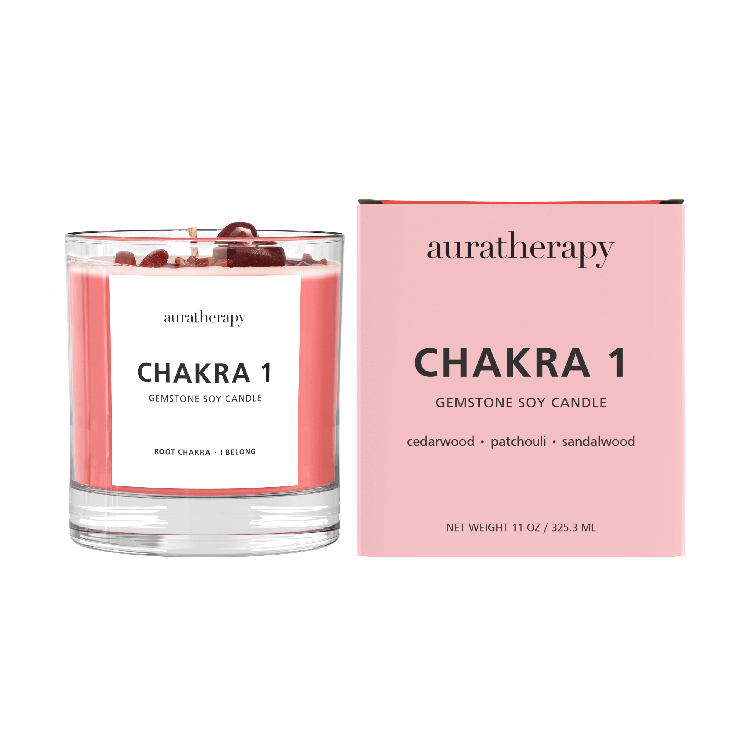 Chakra 1 Red Jasper Gemstone Candle