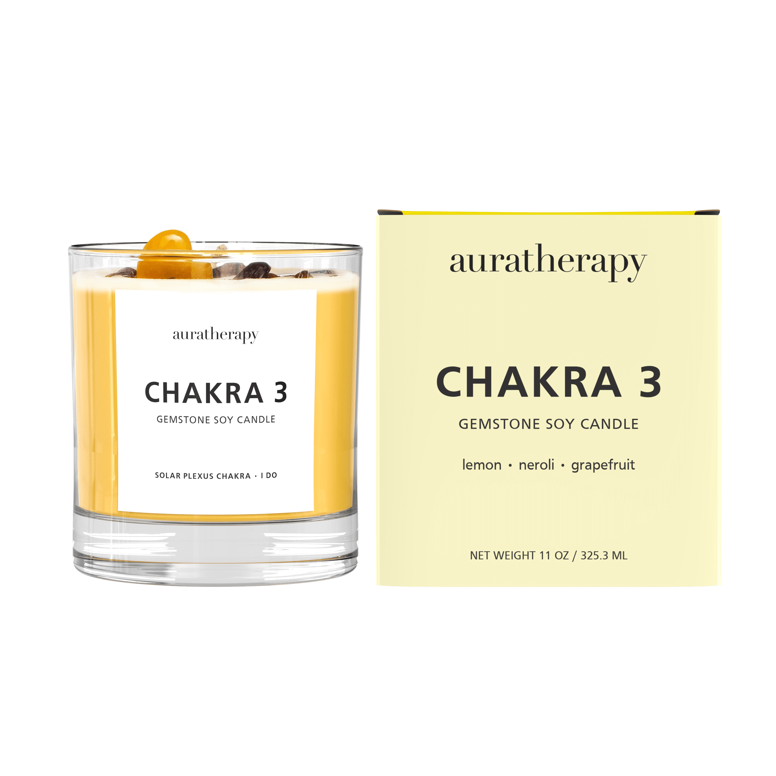 Chakra 3 Tiger Eye Gemstone Candle