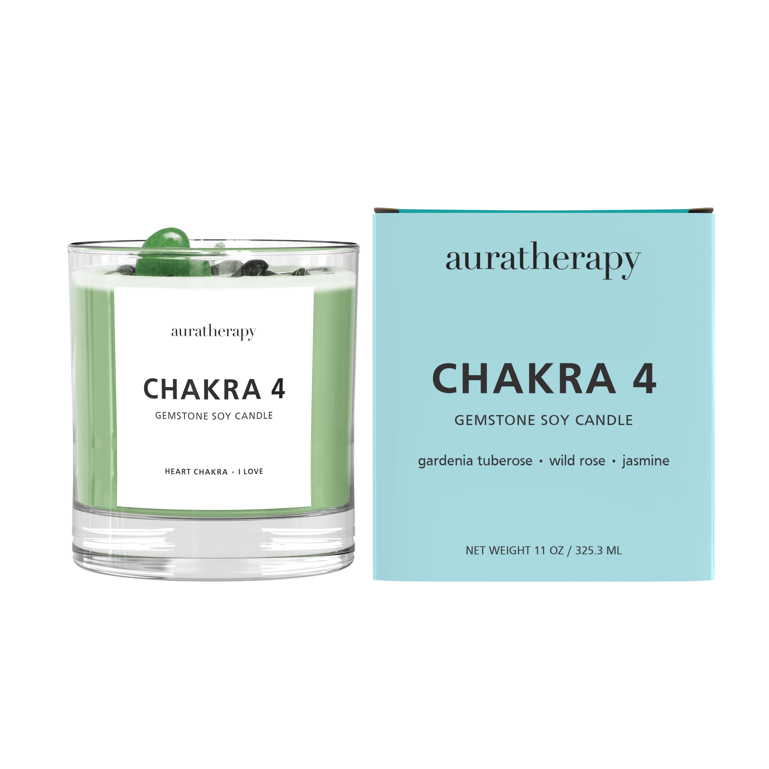 Chakra 4 Aventurine Gemstone Candle