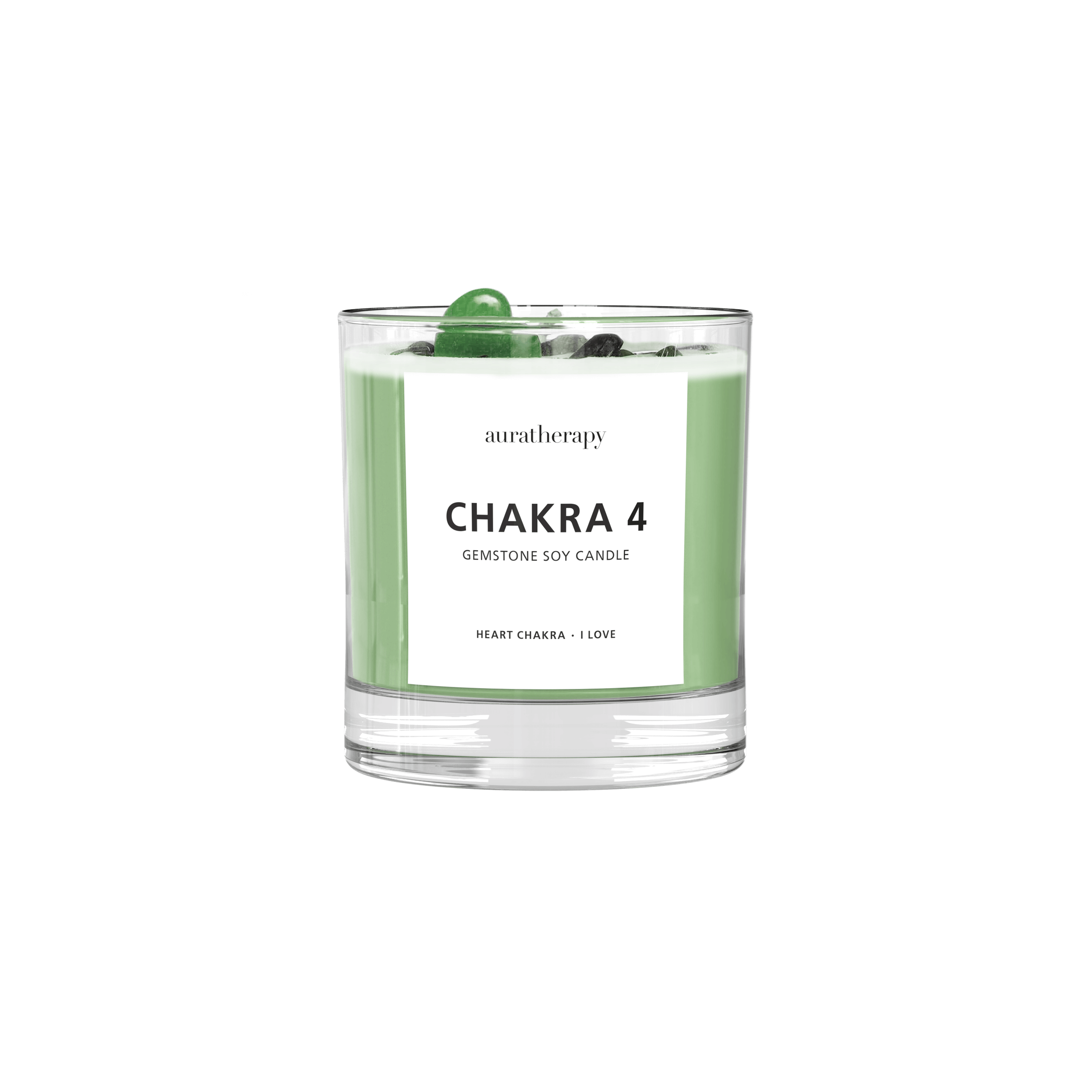 Chakra 4 Aventurine Gemstone Candle