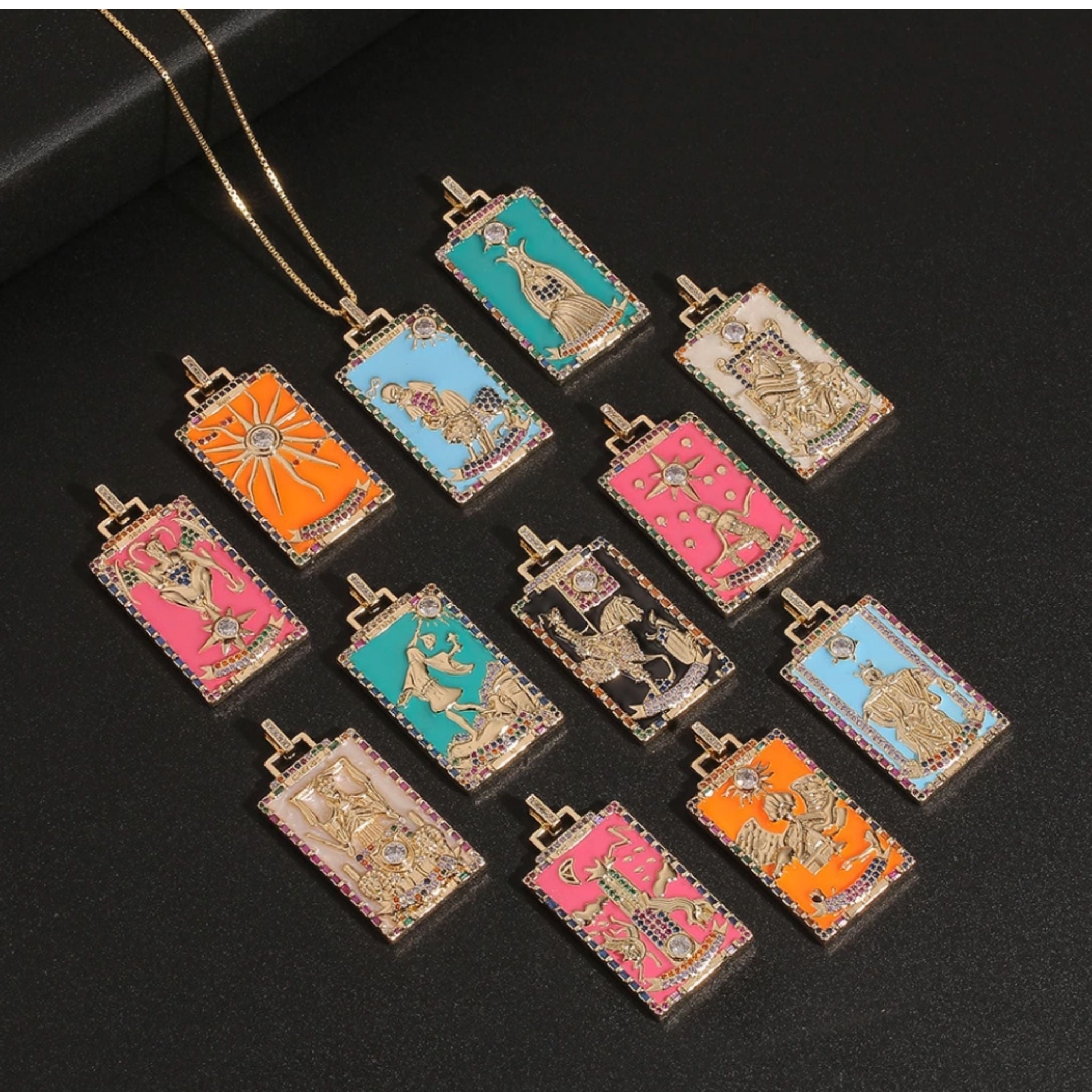 Moon Tarot Charm Necklace