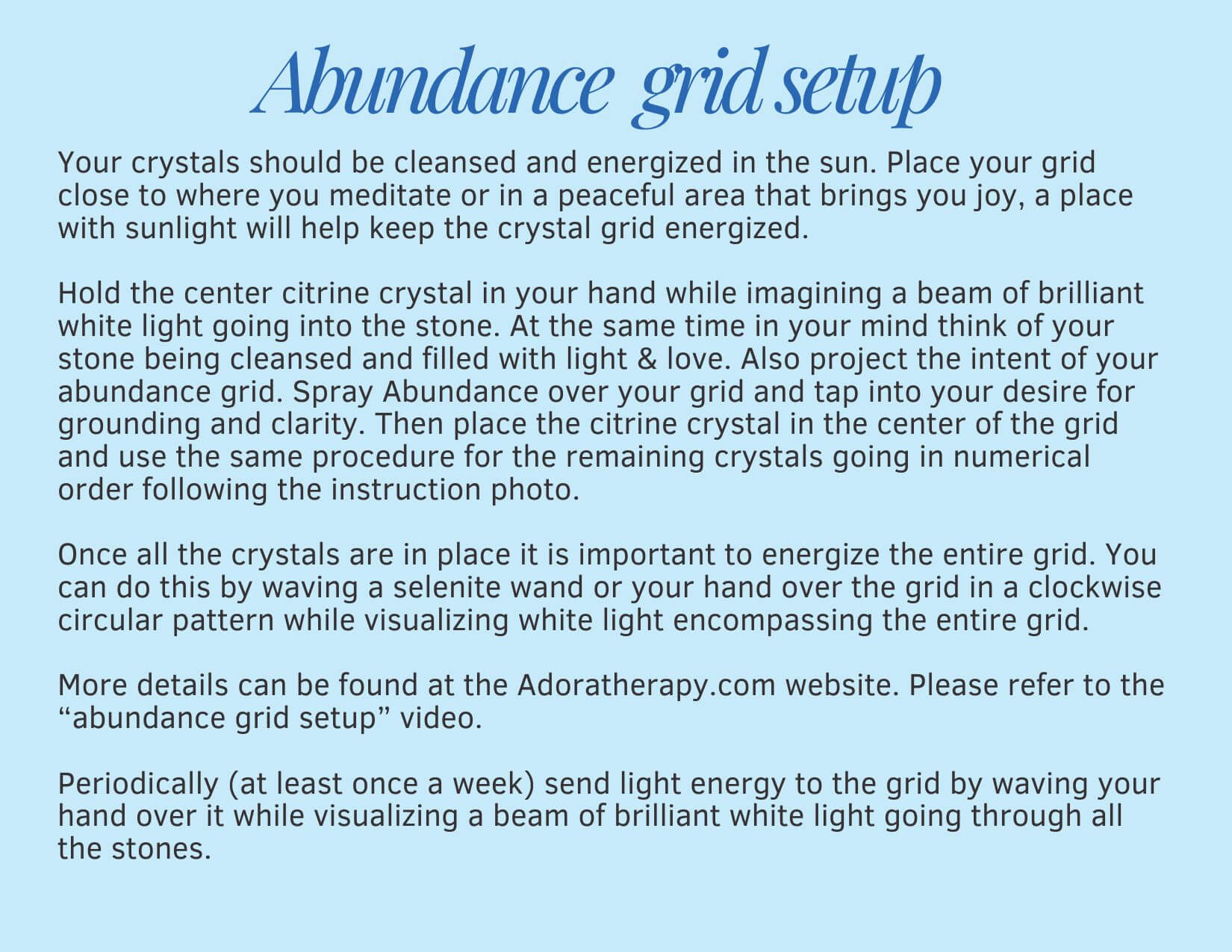 Abundance Crystal Grid Kit with Anointing Oil