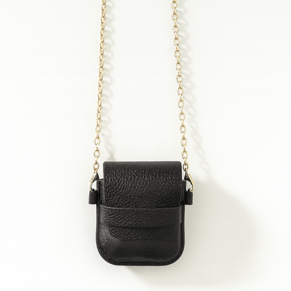 Black Cross Over Charm Bag with Chain