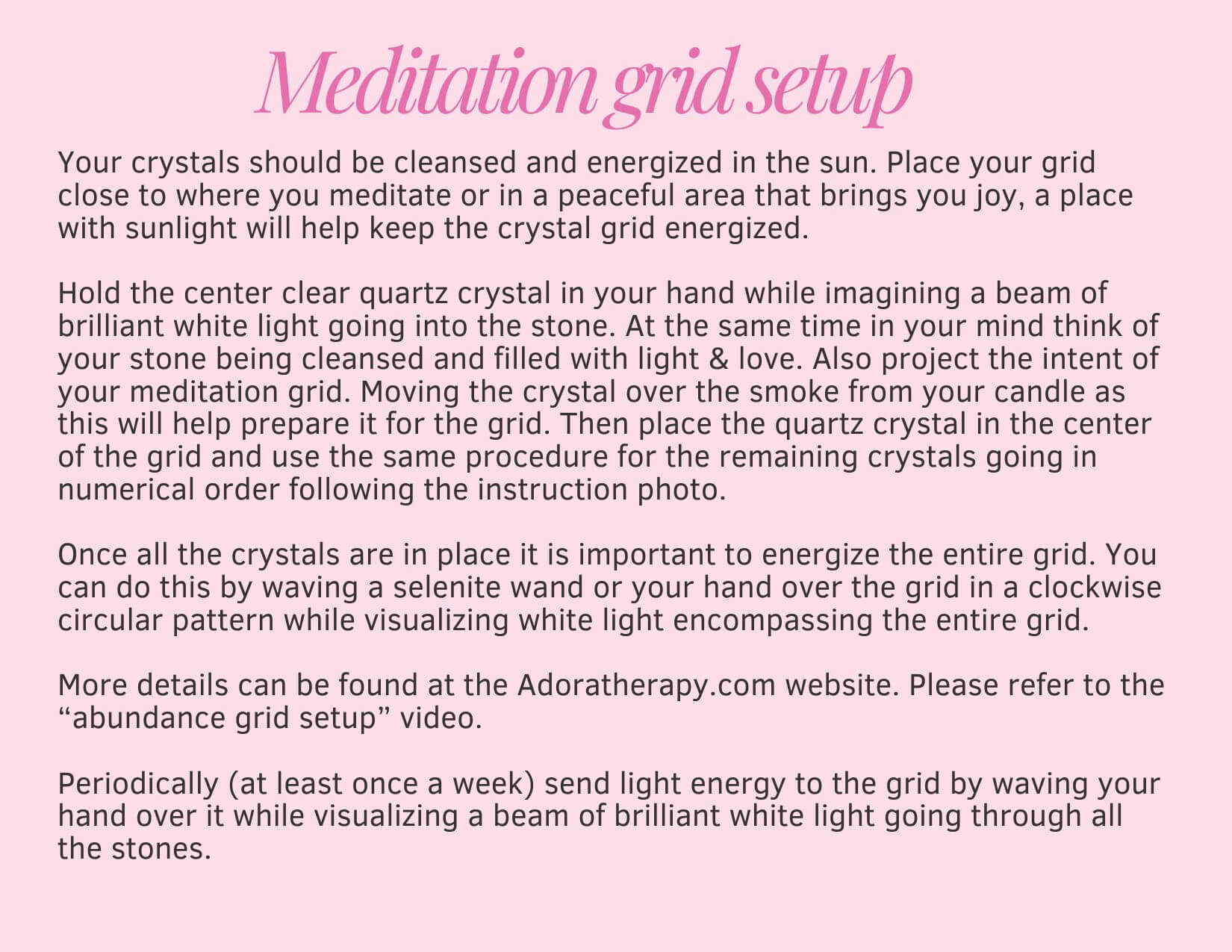 Meditation Crystal Grid Kit with Crown Chakra Candle