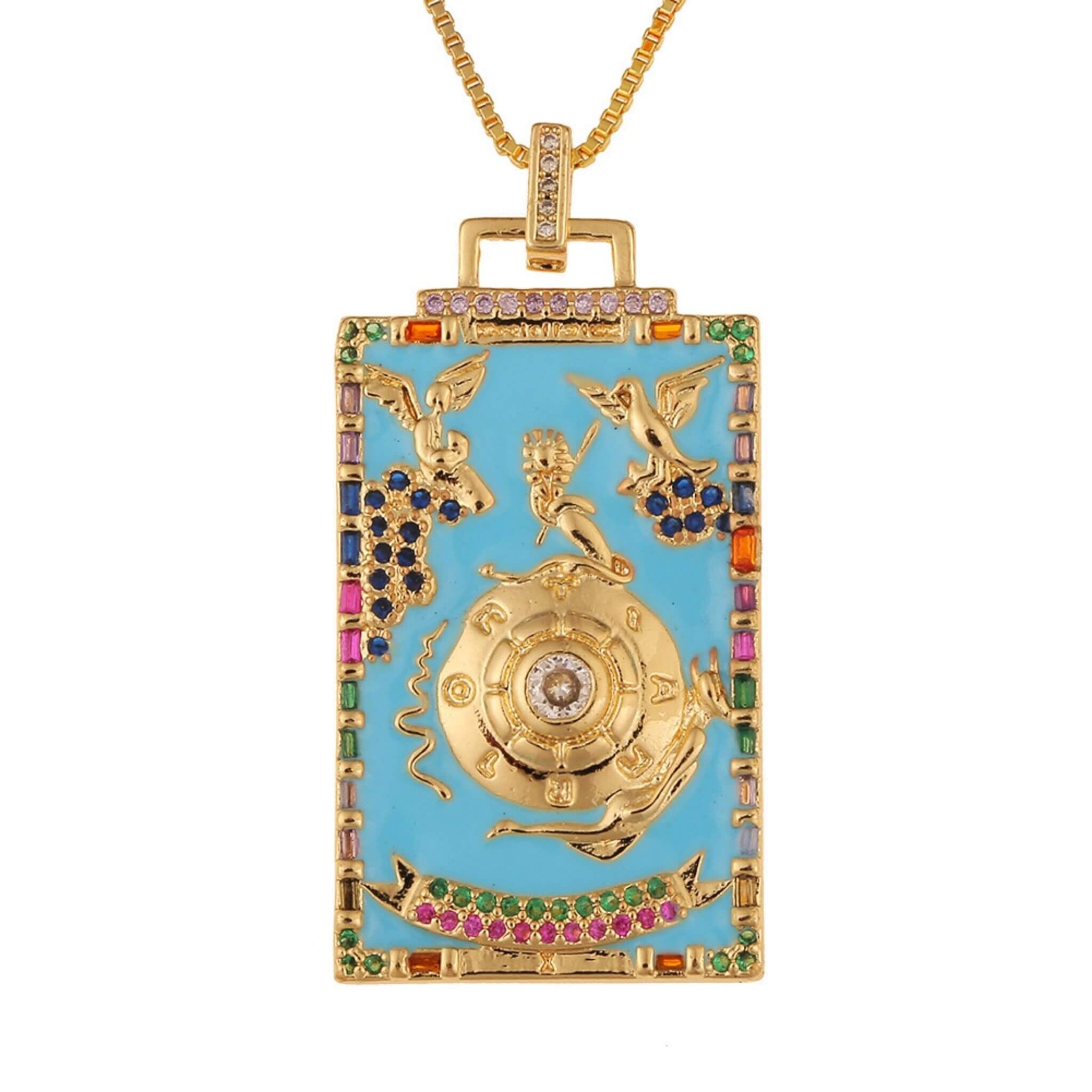 Wheel of Fortune Tarot Charm Necklace