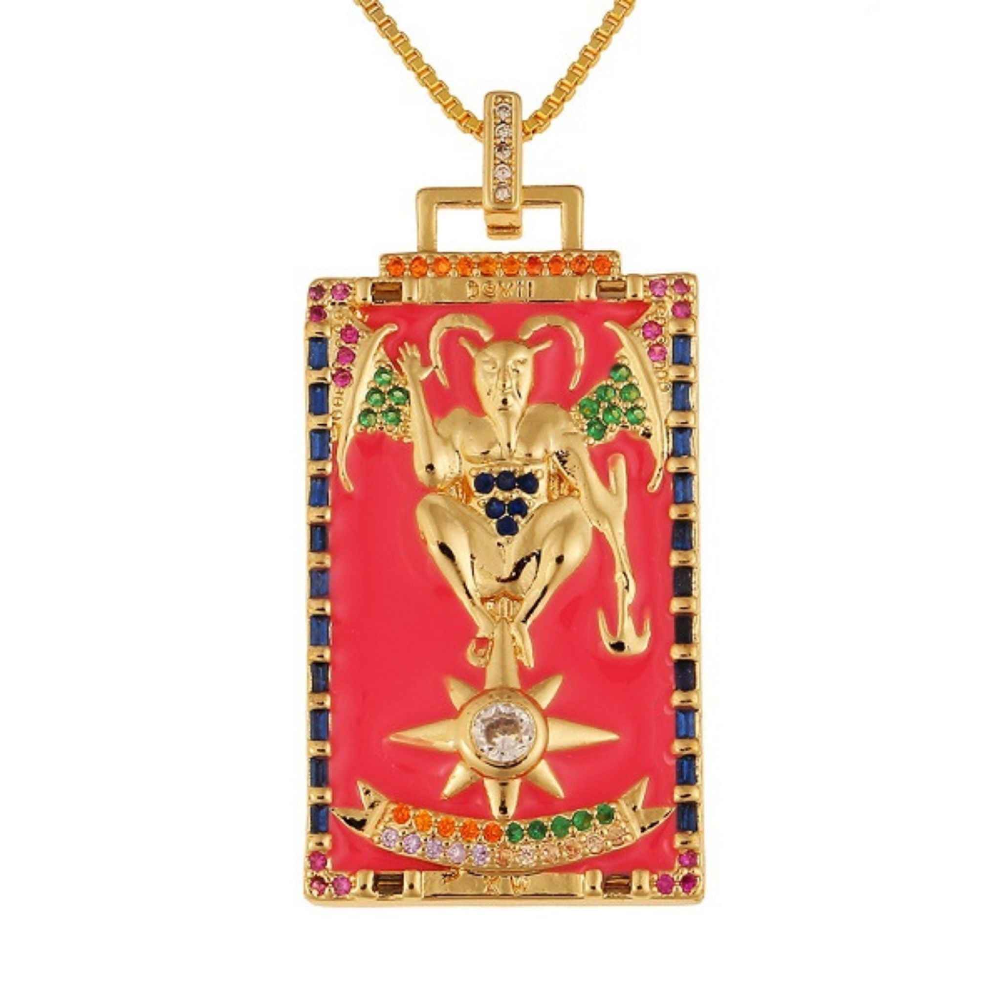 Devil tarot charm necklace