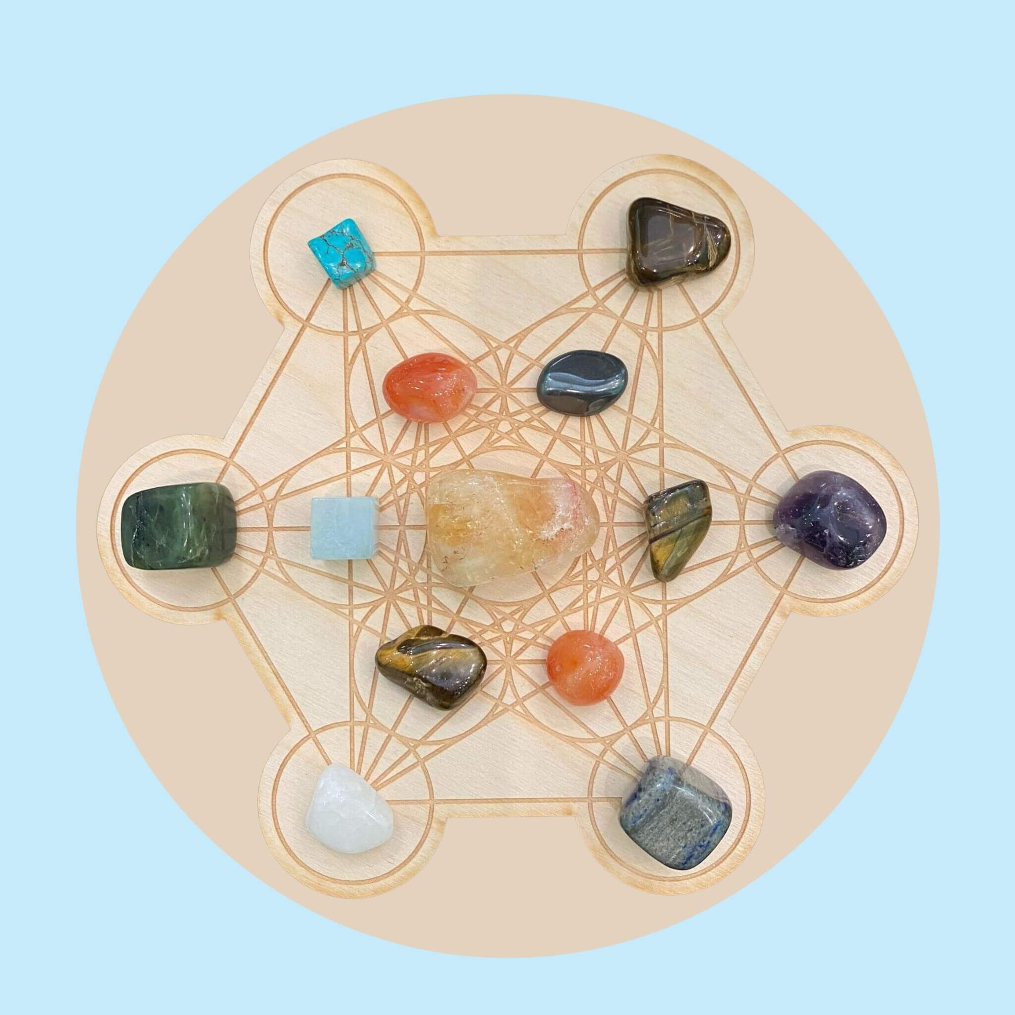 Abundance Crystal Grid Kit with Anointing Oil