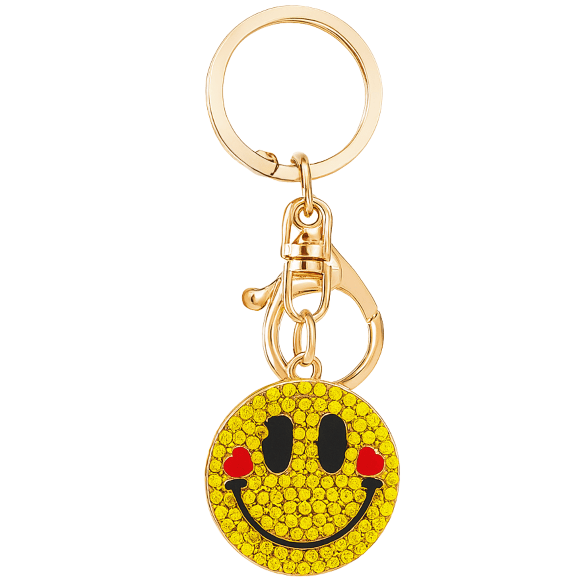 Gold keychain with a smiley face charm 