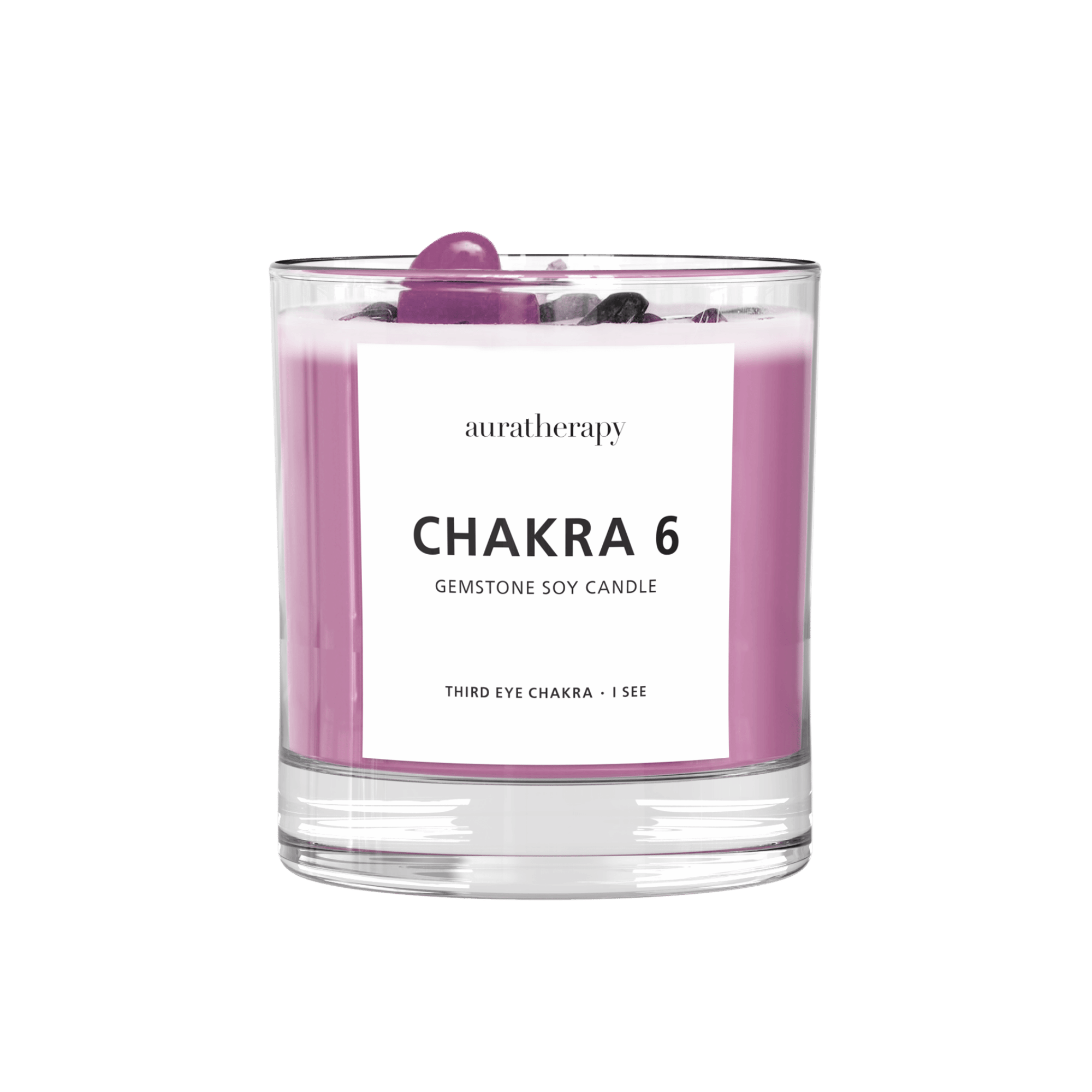 Chakra 6 - Third Eye Chakra Amethyst & Tourmaline Gemstone Candle