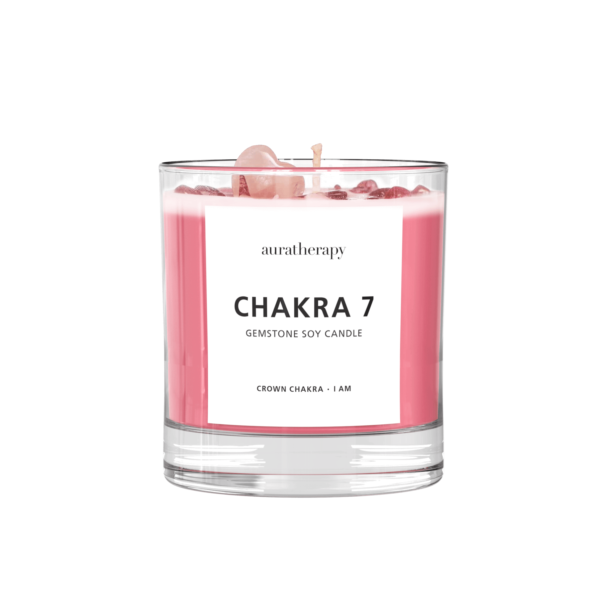 Chakra 7 - Crown Chakra Strawberry Quartz Gemstone Candle
