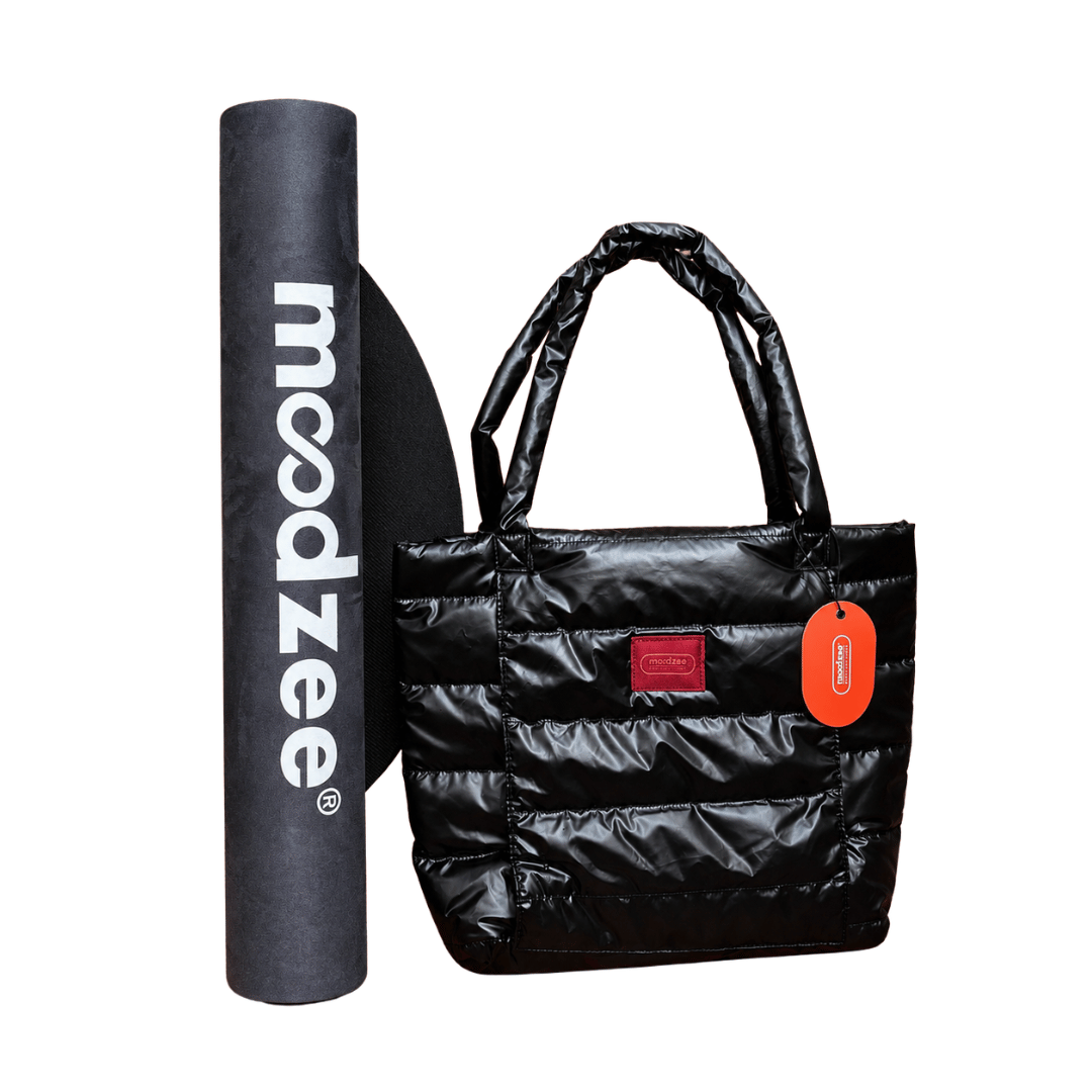 Moodzee Black Yoga Mat with Moodzee black tote bag