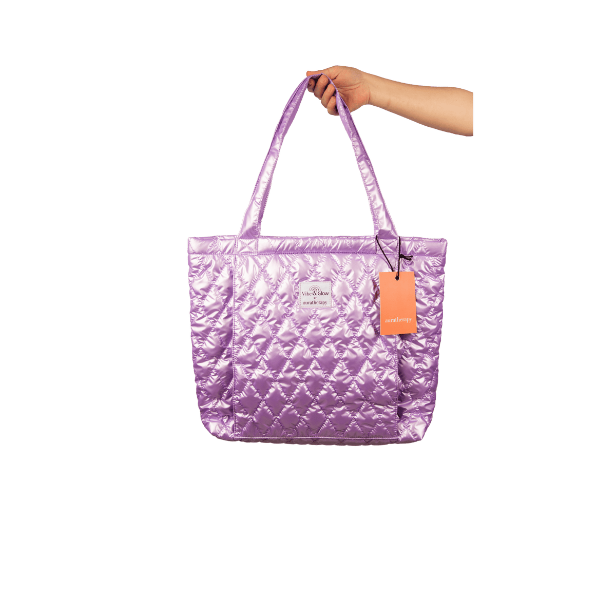 Auratherapy Quilted Violet Metallic Puffer Tote Bag